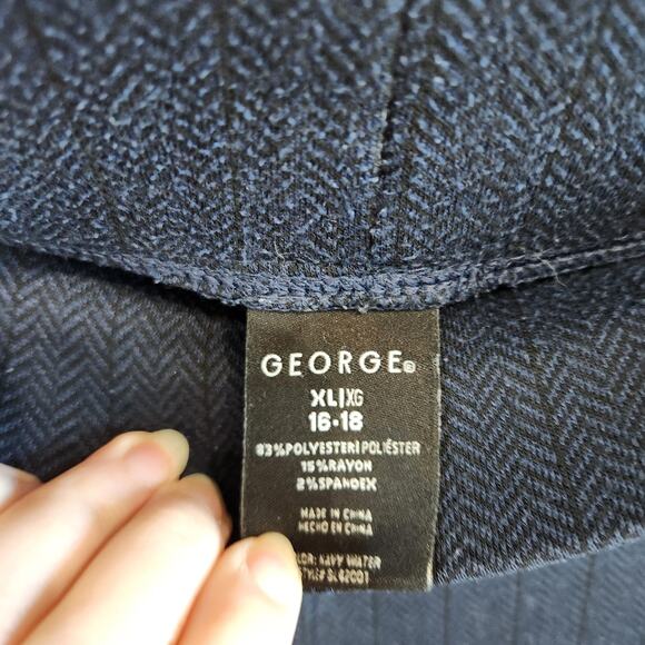 George Stripes Pull On Straight Leg Classic Dress Pants Stretch Blue Size XL - Picture 5 of 7